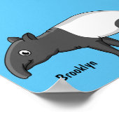 Cute happy cartoon tapir illustratie poster (Hoek)
