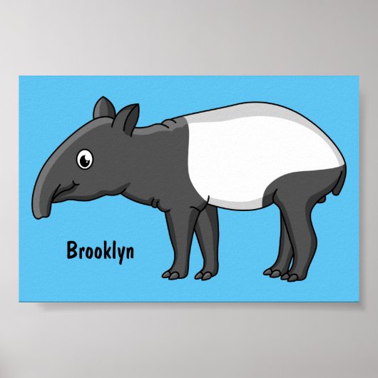 Cute happy cartoon tapir illustratie poster (Voorkant)