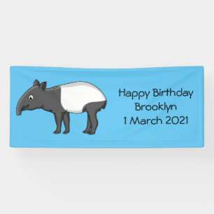 Cute happy cartoon tapir illustratie spandoek