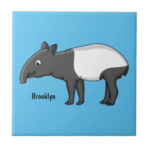 Cute happy cartoon tapir illustratie tegeltje