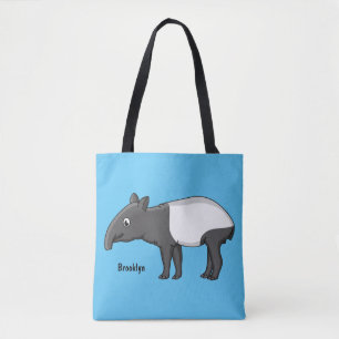Cute happy cartoon tapir illustratie tote bag