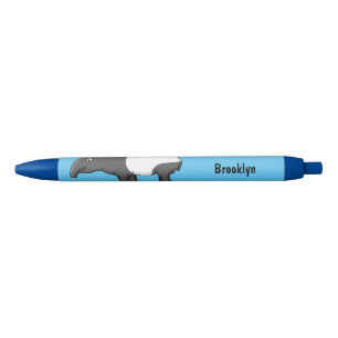 Cute happy cartoon tapir illustratie zwarte inkt pen
