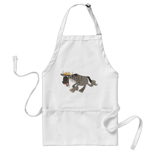 Cute Happy Cartoon Wildebeest Apron Standaard Schort (Voorkant)