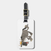 Cute Happy Cartoon Wildebeest Bagagelabel (Voorkant verticaal)