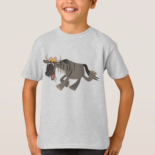 Cute Happy Cartoon Wildebeest Children T-Shirt (Voorkant)