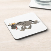 Cute Happy Cartoon Wildebeest Cork Onderzetters (Linkerzijde)