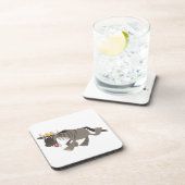 Cute Happy Cartoon Wildebeest Cork Onderzetters (Rechterzijde)