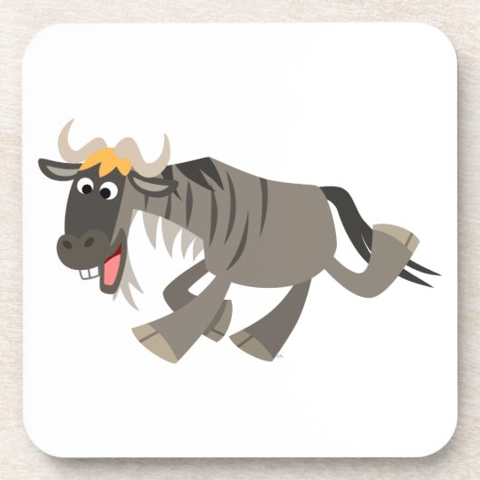 Cute Happy Cartoon Wildebeest Cork Onderzetters (Voorkant)