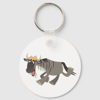 Cute Happy Cartoon Wildebeest Sleutelhanger