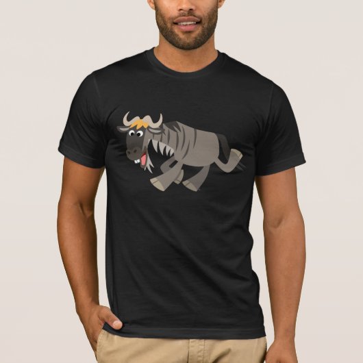 Cute Happy Cartoon Wildebeest T-Shirt (Voorkant)