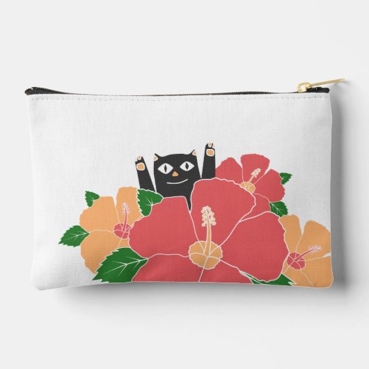 Cute Happy Cat Spring Flowers gepersonaliseerd Etui (Achterkant)