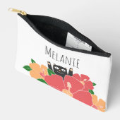 Cute Happy Cat Spring Flowers gepersonaliseerd Etui (Open)