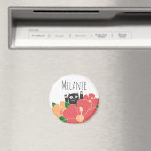 Cute Happy Cat Spring Flowers gepersonaliseerd Magneet (Insitu (Vaatwasser))