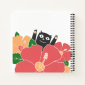 Cute Happy Cat Spring Flowers gepersonaliseerd Notitieboek (Achterkant)
