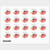 Cute Happy Cat Spring Flowers gepersonaliseerd Ronde Sticker (Vel)