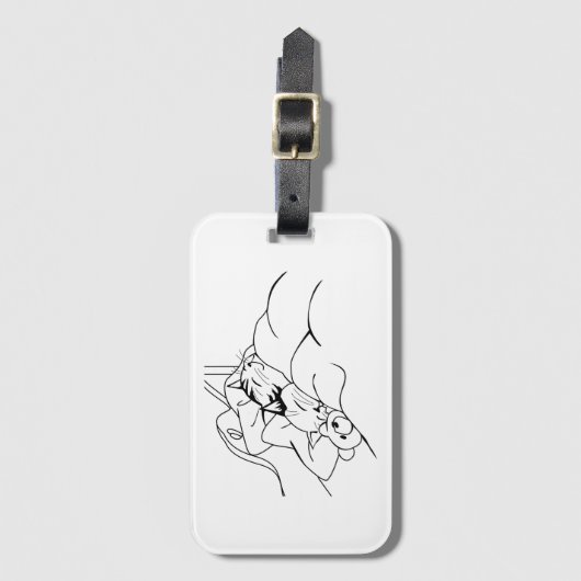 Cute Happy Cats die in bed met Teddy Bear slapen Bagagelabel (Voorkant (verticaal))