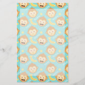 Cute, Happy, Cheeky Monkey Pattern met Bananas Briefpapier (Voorkant)