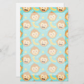Cute, Happy, Cheeky Monkey Pattern met Bananas Briefpapier (Voorkant / Achterkant)