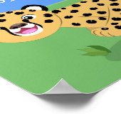 Cute happy cheetah cartoon illustratie poster (Hoek)