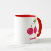 Cute Happy Cherries Monogram Mok (Voorkant rechts)