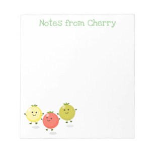 Cute happy cherry tomaten cartoon illustration notitieblok