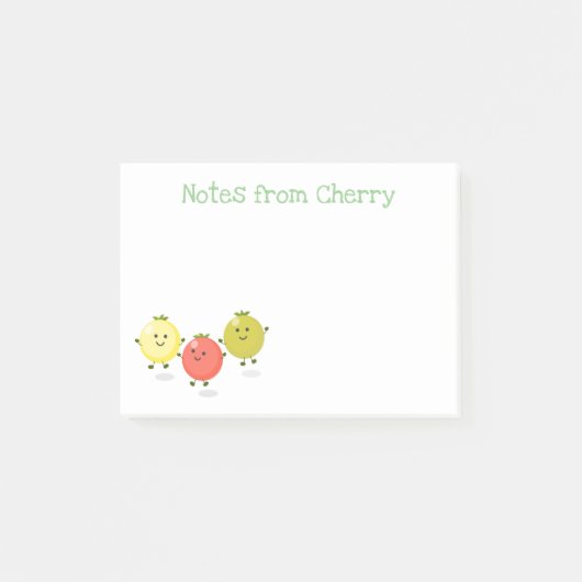 Cute happy cherry tomaten cartoon illustration post-it® notes (Voorkant)