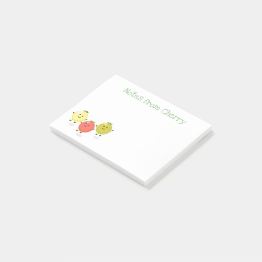 Cute happy cherry tomaten cartoon illustration post-it® notes (Schuin)