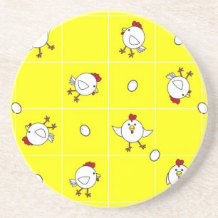 Cute Happy Chicken Dance Yellow Zandsteen Onderzetter