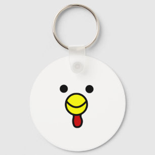 Cute Happy Chicken Head Sleutelhanger