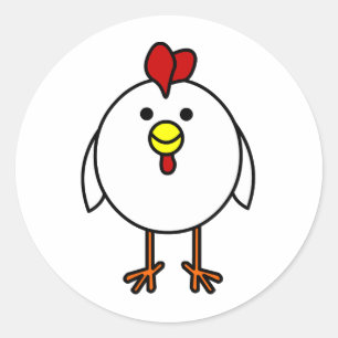 Cute Happy Chicken Ronde Sticker