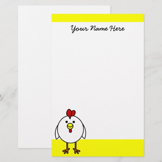 Cute Happy Chicken Stationery Briefpapier (Voorkant / Achterkant)