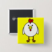 Cute Happy Chicken Vierkante Button 5,1 Cm (Voorkant /achterkant)