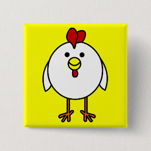 Cute Happy Chicken Vierkante Button 5,1 Cm