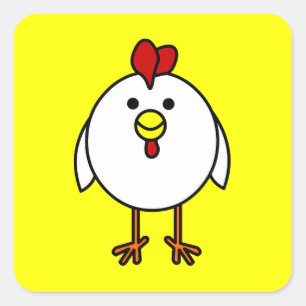 Cute Happy Chicken - Yellow Square Vierkante Sticker