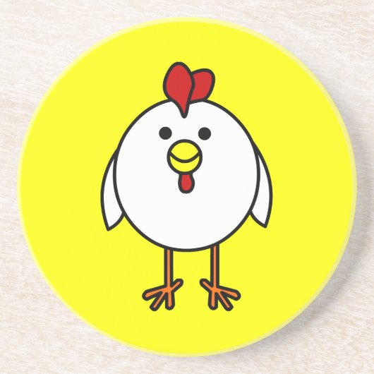Cute Happy Chicken Zandsteen Onderzetter (Voorkant)
