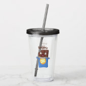 Cute happy chocola snoep bar cartoon acryl drinkbeker (Achterkant)