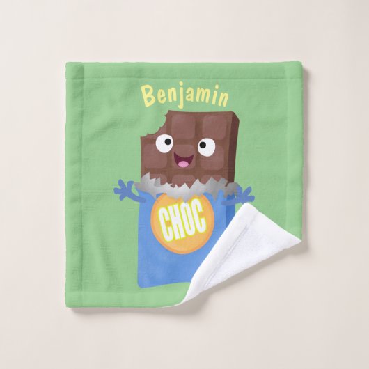 Cute happy chocola snoep bar cartoon bad handdoek (Wasdoekje)