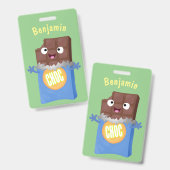 Cute happy chocola snoep bar cartoon badge (Voor- en achterkant)