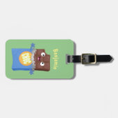 Cute happy chocola snoep bar cartoon bagagelabel (Voorkant horizontaal)