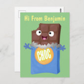 Cute happy chocola snoep bar cartoon briefkaart (Voorkant / Achterkant)