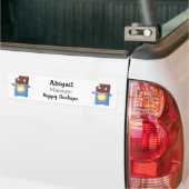 Cute happy chocola snoep bar cartoon bumpersticker (Op Truck)