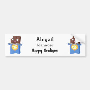 Cute happy chocola snoep bar cartoon bumpersticker