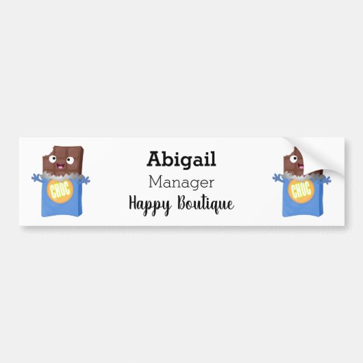 Cute happy chocola snoep bar cartoon bumpersticker (Voorkant)