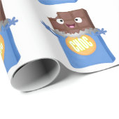 Cute happy chocola snoep bar cartoon cadeaupapier (Rol Hoek)