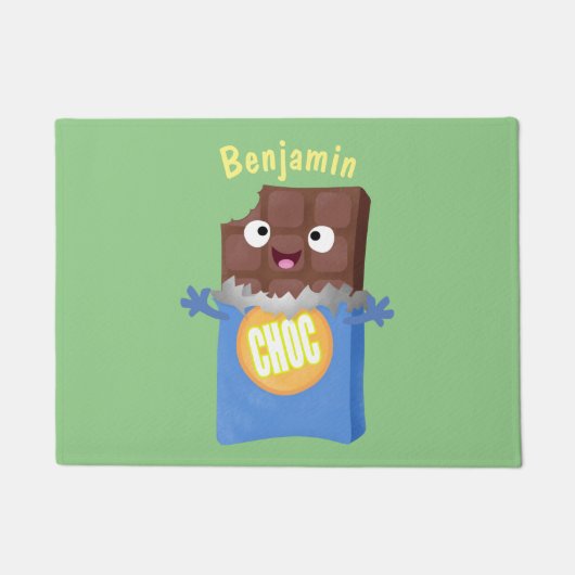 Cute happy chocola snoep bar cartoon deurmat (Voorkant)