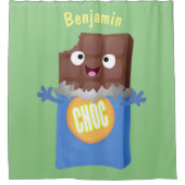 Cute happy chocola snoep bar cartoon douchegordijn (Voorkant)