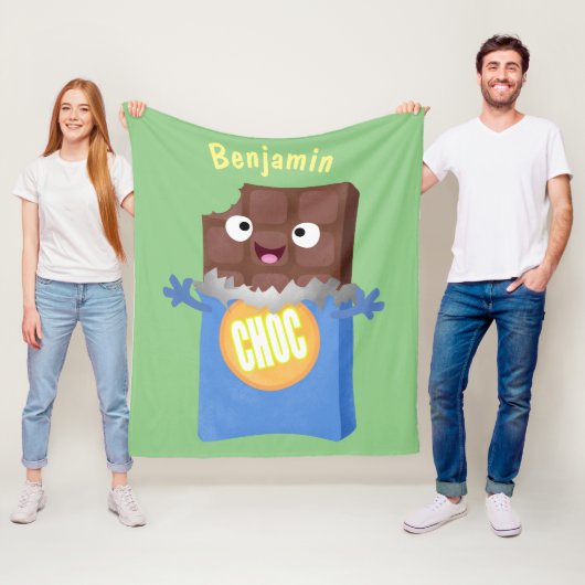Cute happy chocola snoep bar cartoon fleece deken (In situ)