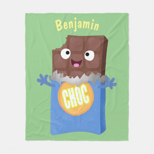 Cute happy chocola snoep bar cartoon fleece deken (Voorkant)