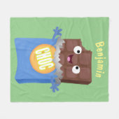 Cute happy chocola snoep bar cartoon fleece deken (Voorkant (Horizontaal))