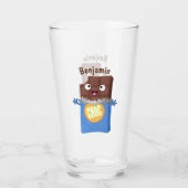 Cute happy chocola snoep bar cartoon glas (Voorkant)